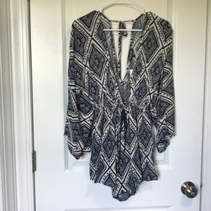 Navy and White Romper